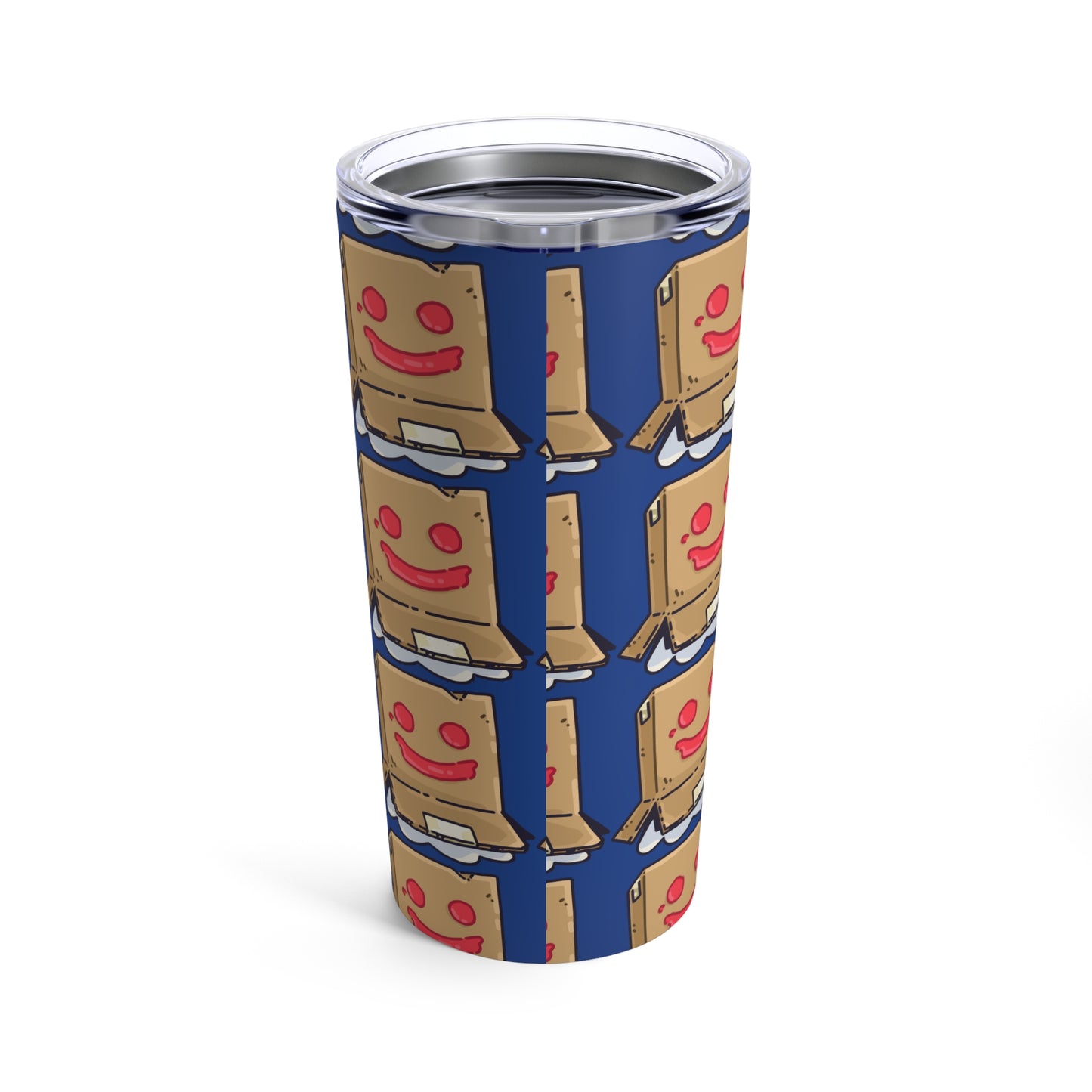 Gravy Fan Art Tumbler 20oz COQ Box Head, on Navy Background, Funny Chicken (Chikn)