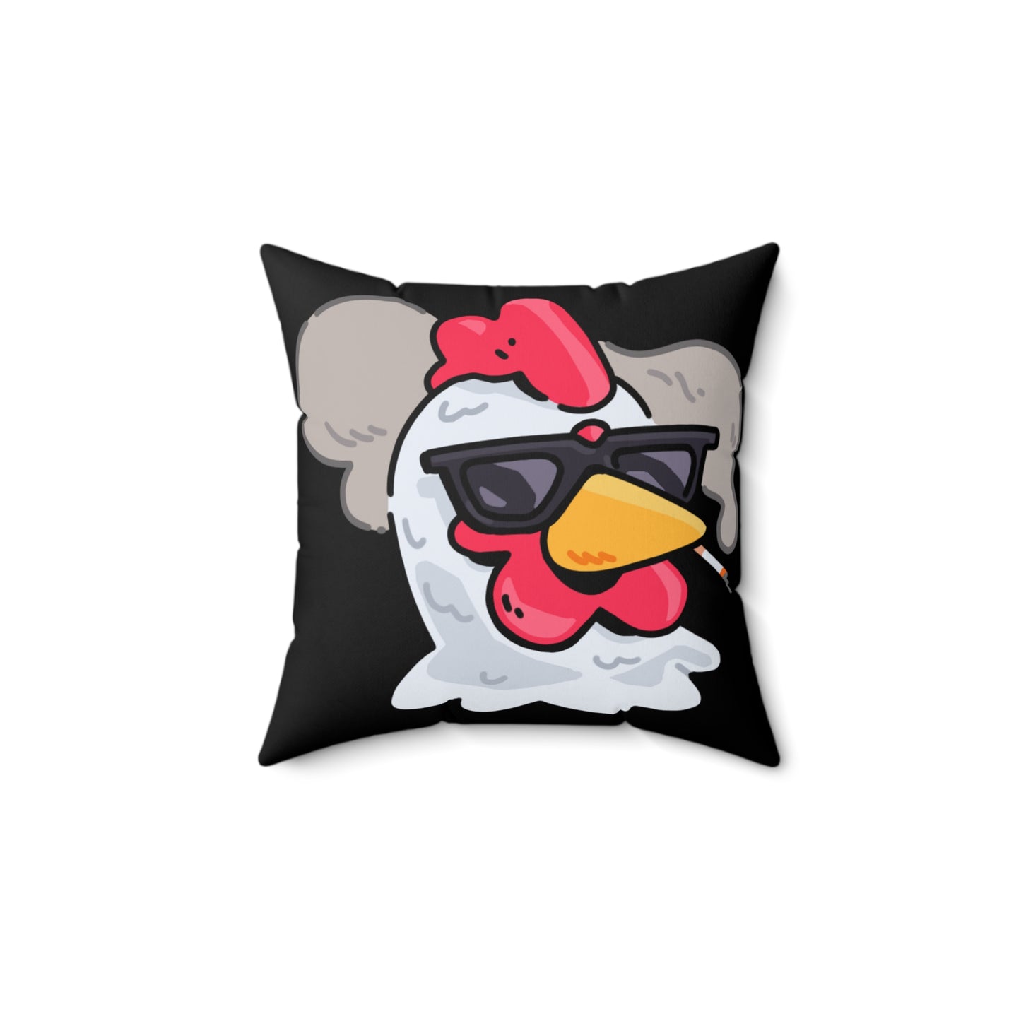 Black Spun Polyester Square Pillow COQ INU 0x420 Smoking Head with White Text Fan Art by Gravy