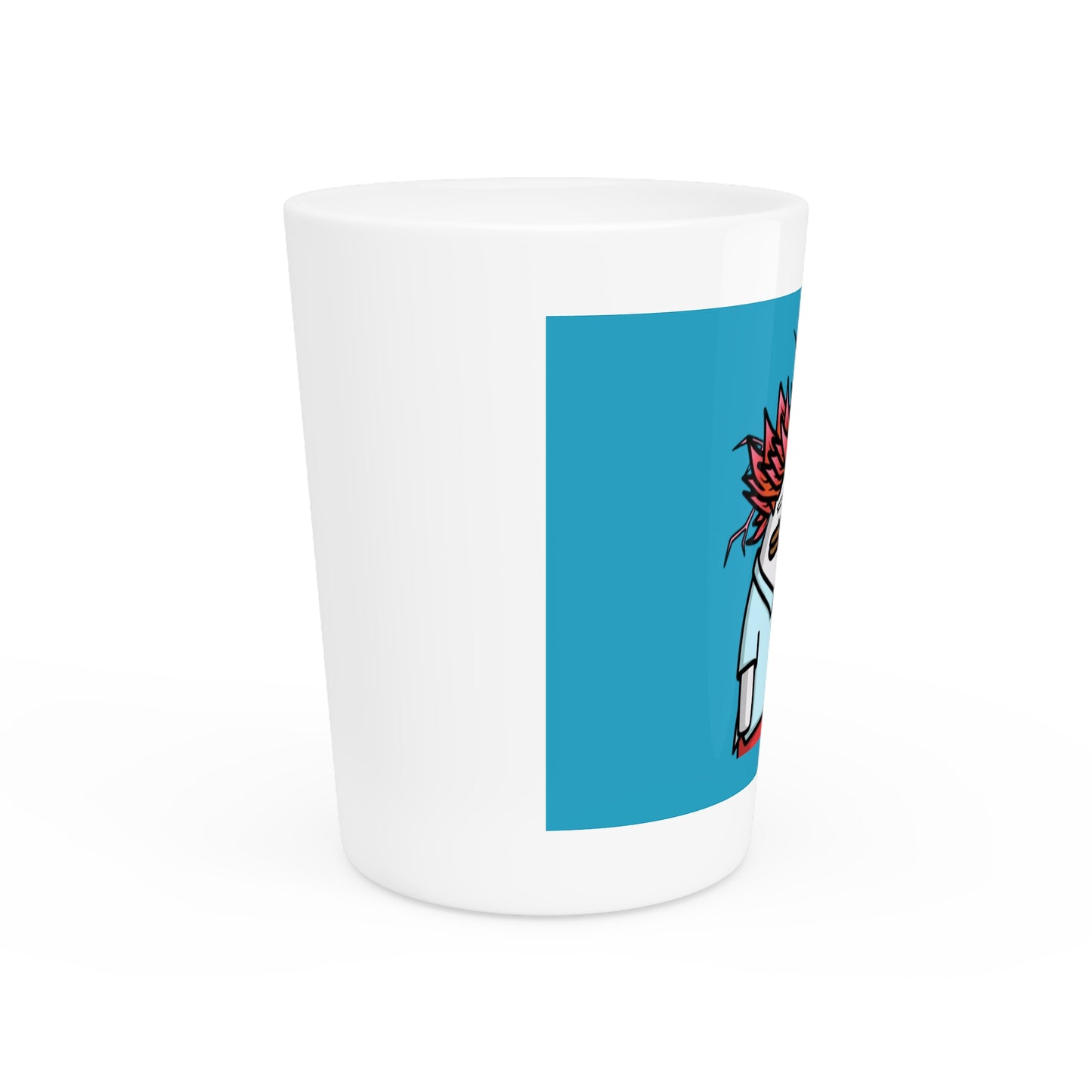 Pepe Portraits Shot Glass on Turquoise background with Black Numpty Text as signature (0x420 INU Store) #2720