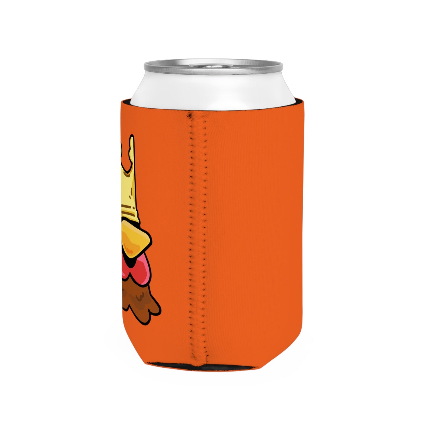 Orange Can Cooler Sleeve Fan Art COQ INU Crown Head 0x420 Black Text by Gravy