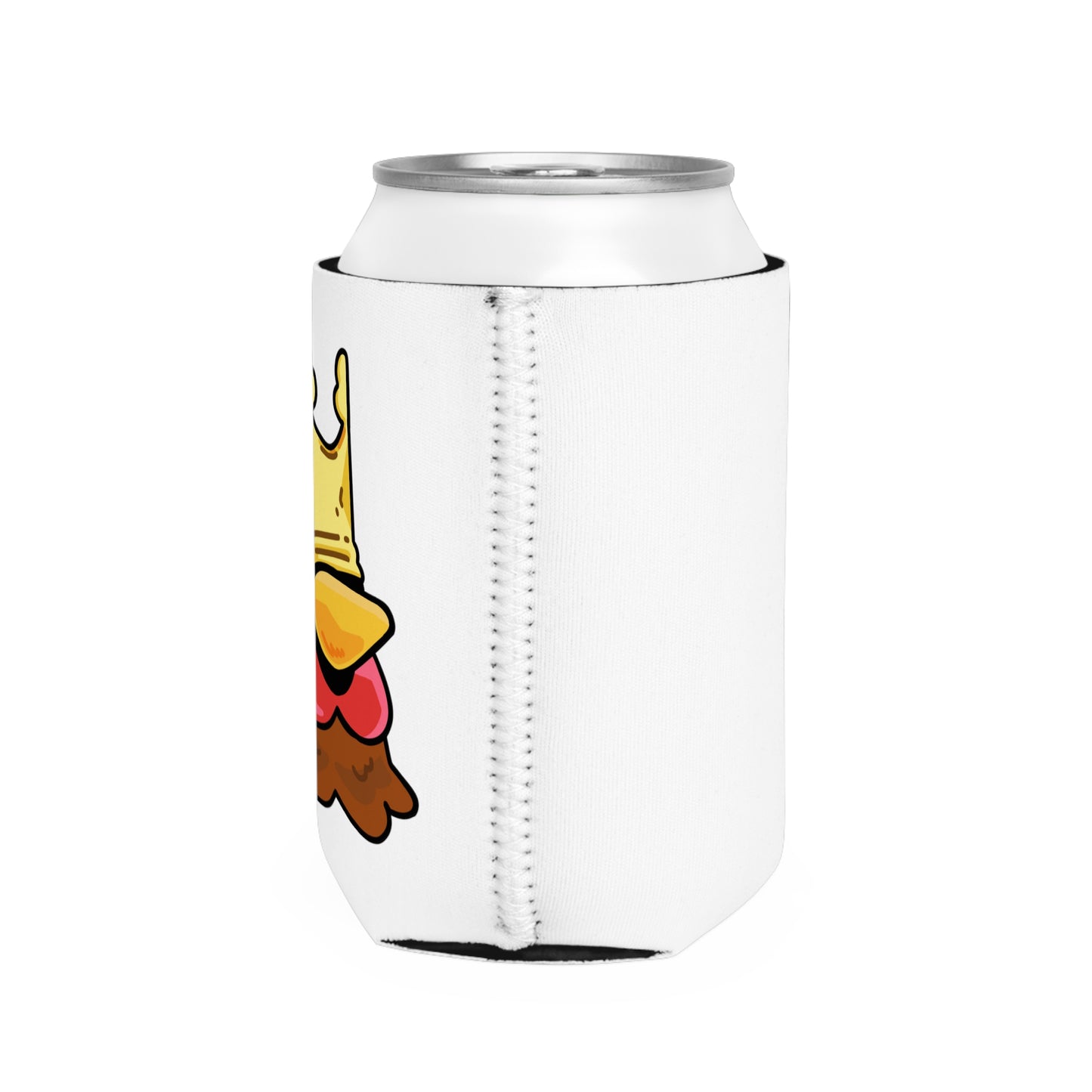 White Can Cooler Sleeve Fan Art COQ INU Crown Head 0x420 Black Text by Gravy