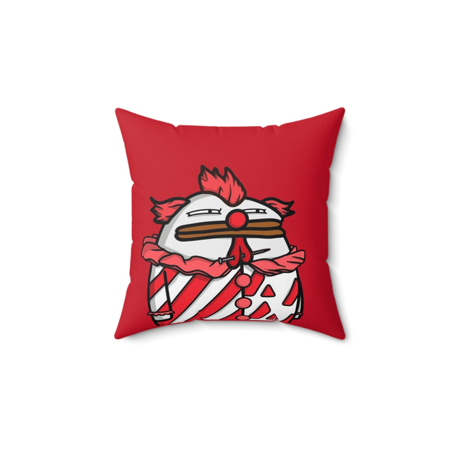 Red Spun Polyester Square Pillow Pepe Portraits signature by Numpty (COQ INU 0x420) #Clown by Numpty