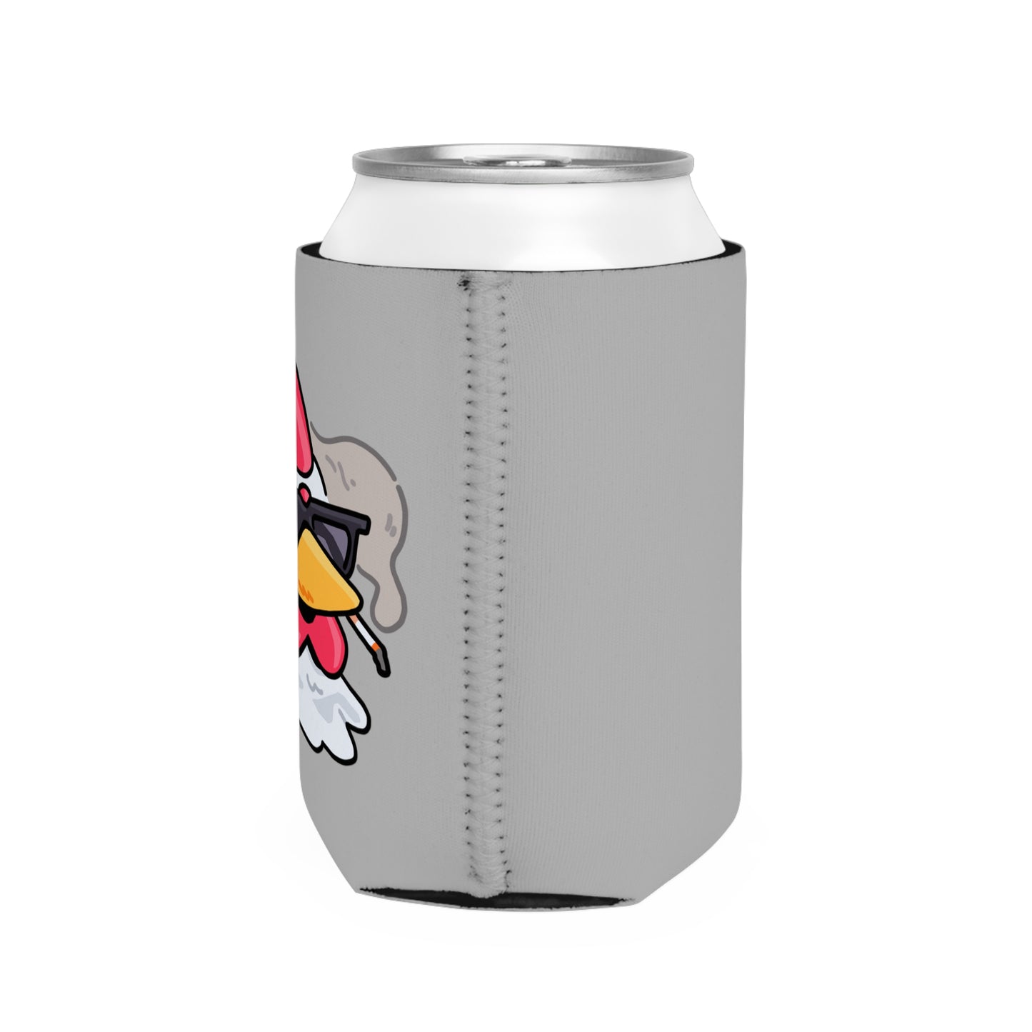 Light Grey Can Cooler Sleeve Fan Art COQ INU Smoking Head 0x420 Black Text by Gravy