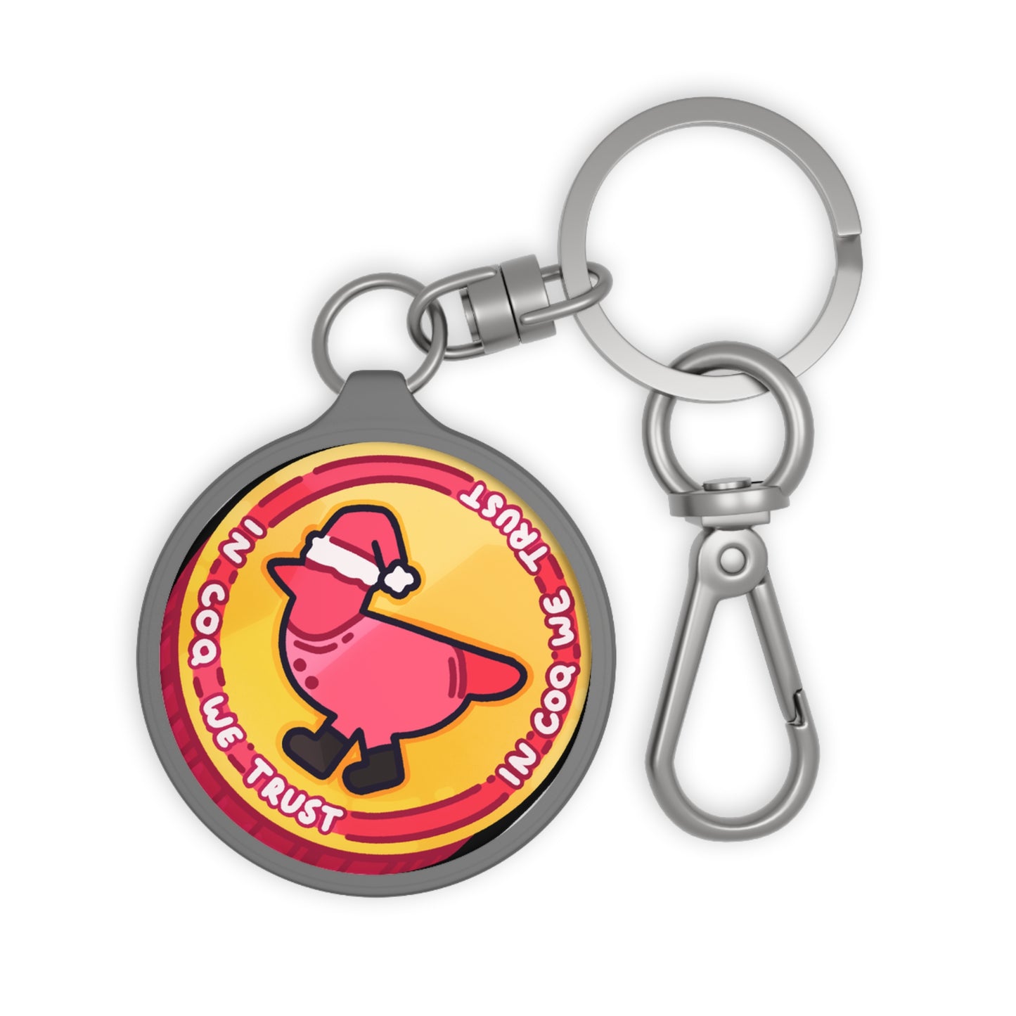 Keyring Tag COQ INU 0x420 White back ground COQ Santa Coin by Gravy