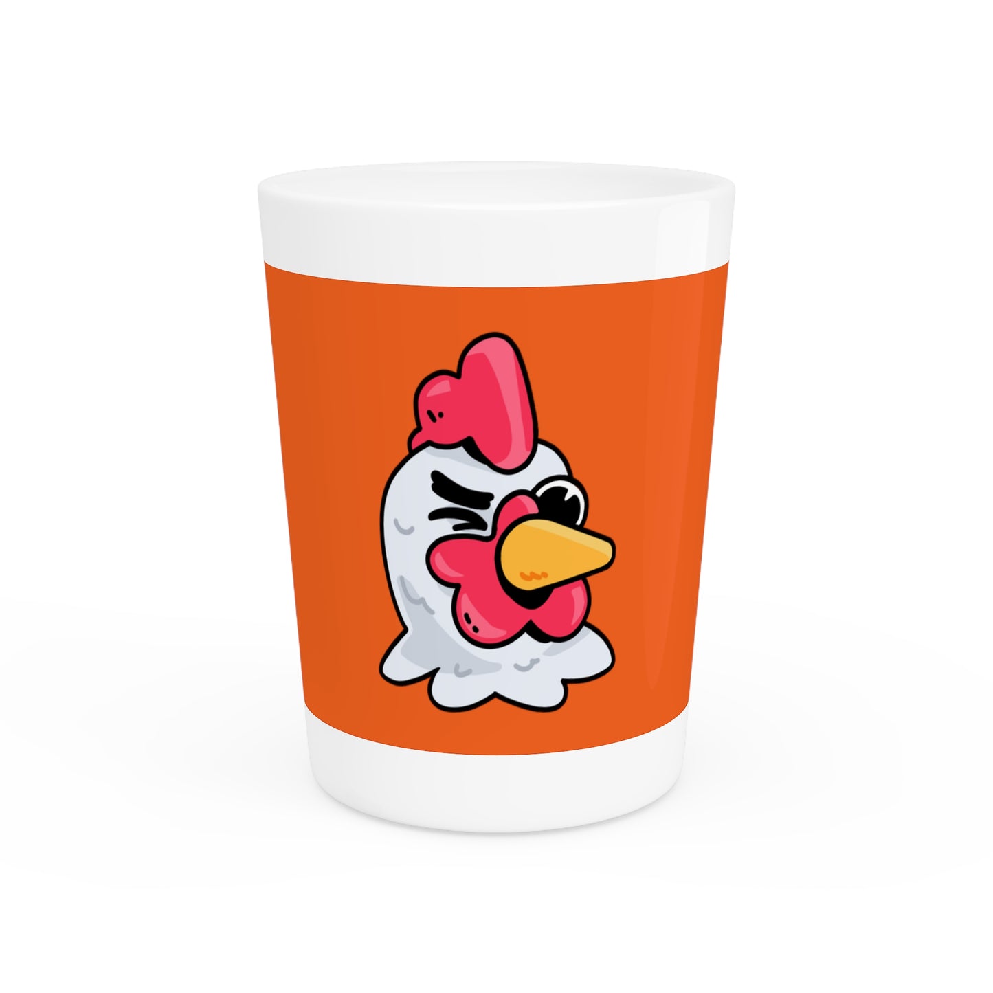 Gravy Fan Art Shot Glass Fan Art COQ Wink Head on Orange background (0x420 INU Store)