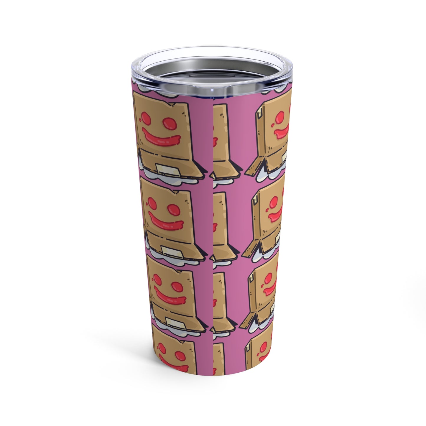 Gravy Fan Art Tumbler 20oz COQ Box Head on Pink Background Funny Chicken (Chikn)