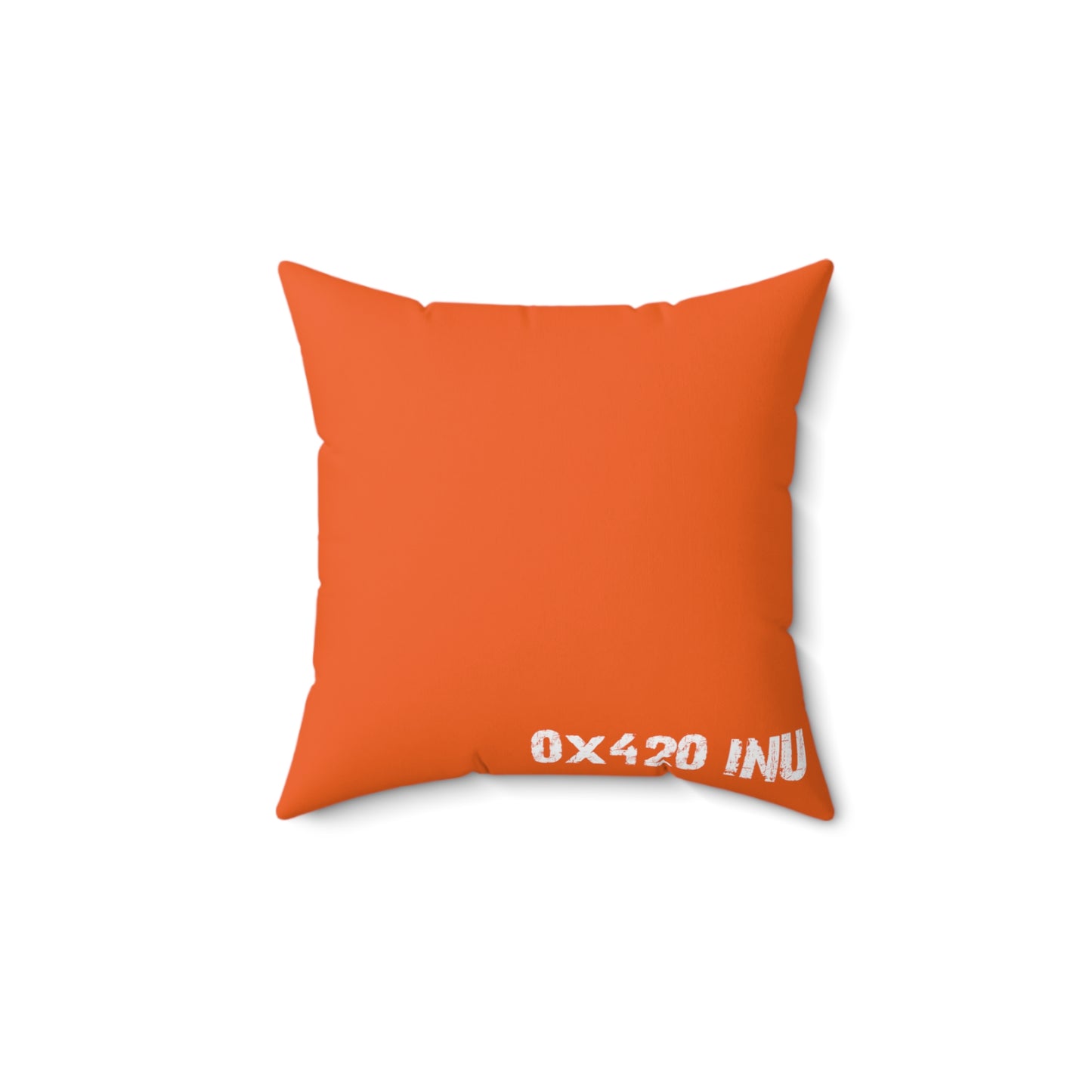 Orange Spun Polyester Square Pillow COQ INU 0x420 Smoking Head with White Text Fan Art by Gravy