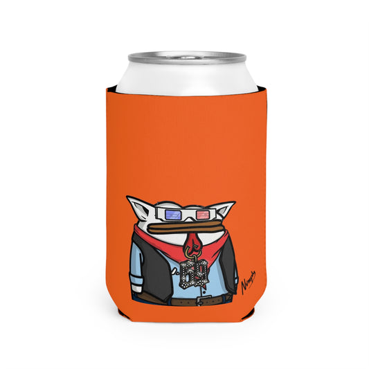 Orange Can Cooler Sleeve Pepe Portraits, (COQ INU 0x420) Black Text Numpty Signature # 69 Accessory