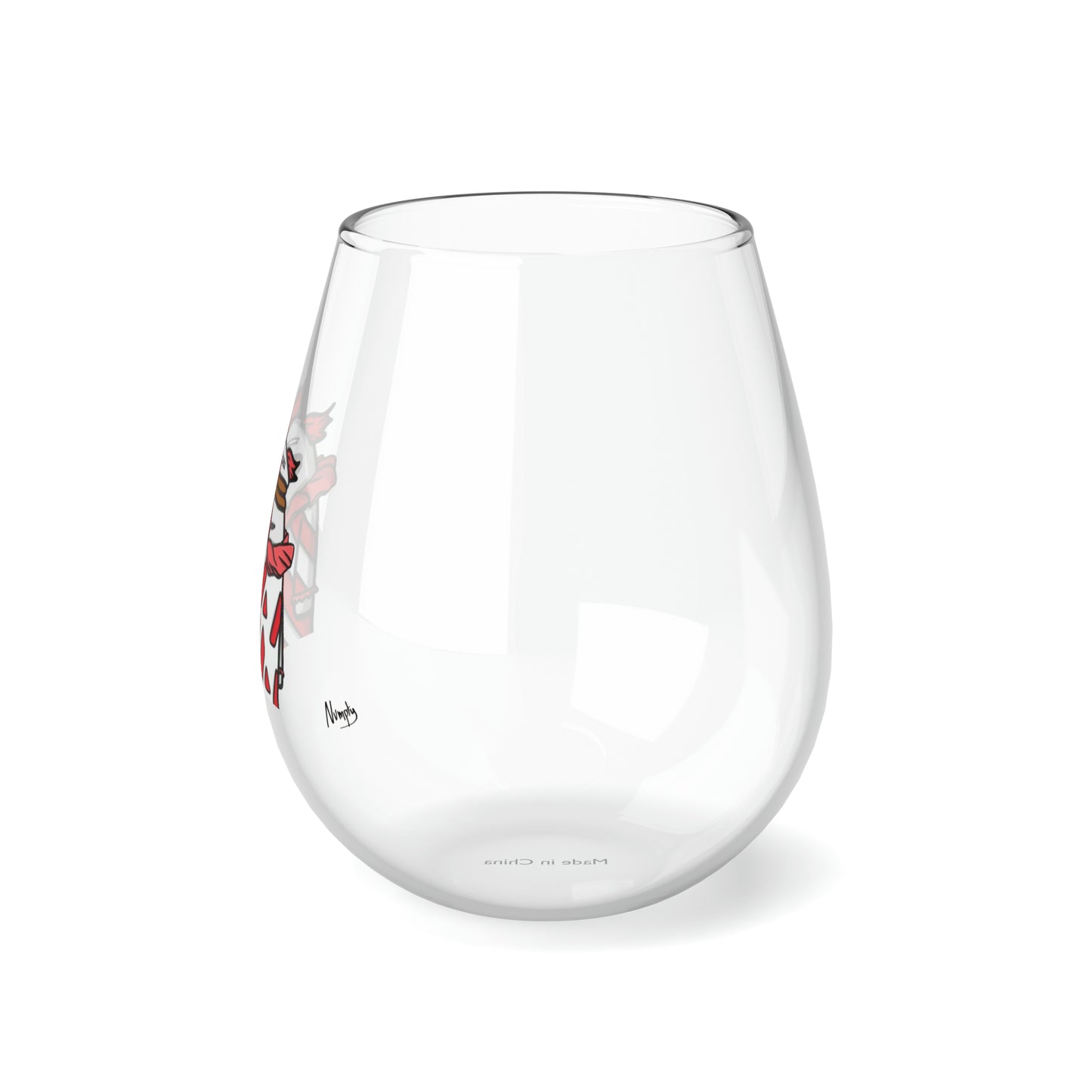 Pepe Portraits COQ INU with Black Text by Numpty Signature Stemless Wine Glass, 11.75oz #Clown by Numpty