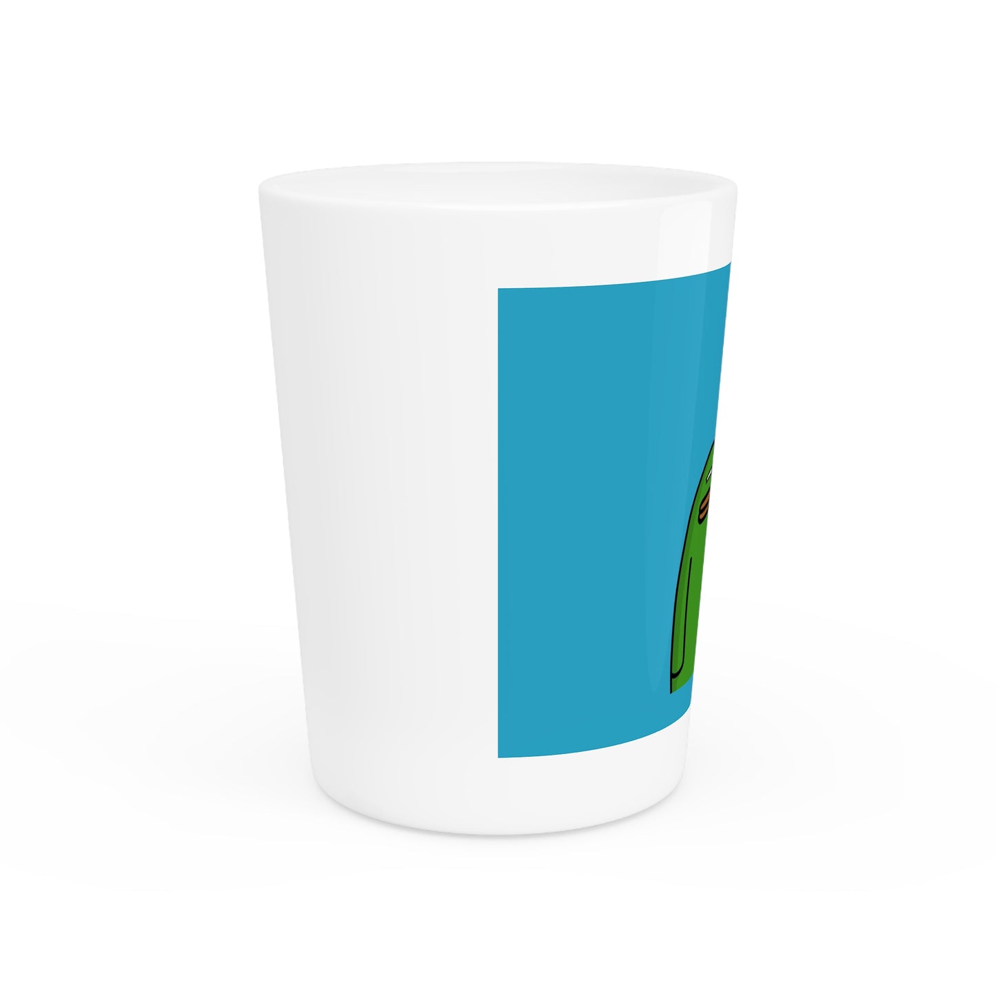 Pepe Portraits Shot Glass on Turquoise background with Black Numpty Text as signature (0x420 INU Store) #14 by Numpty