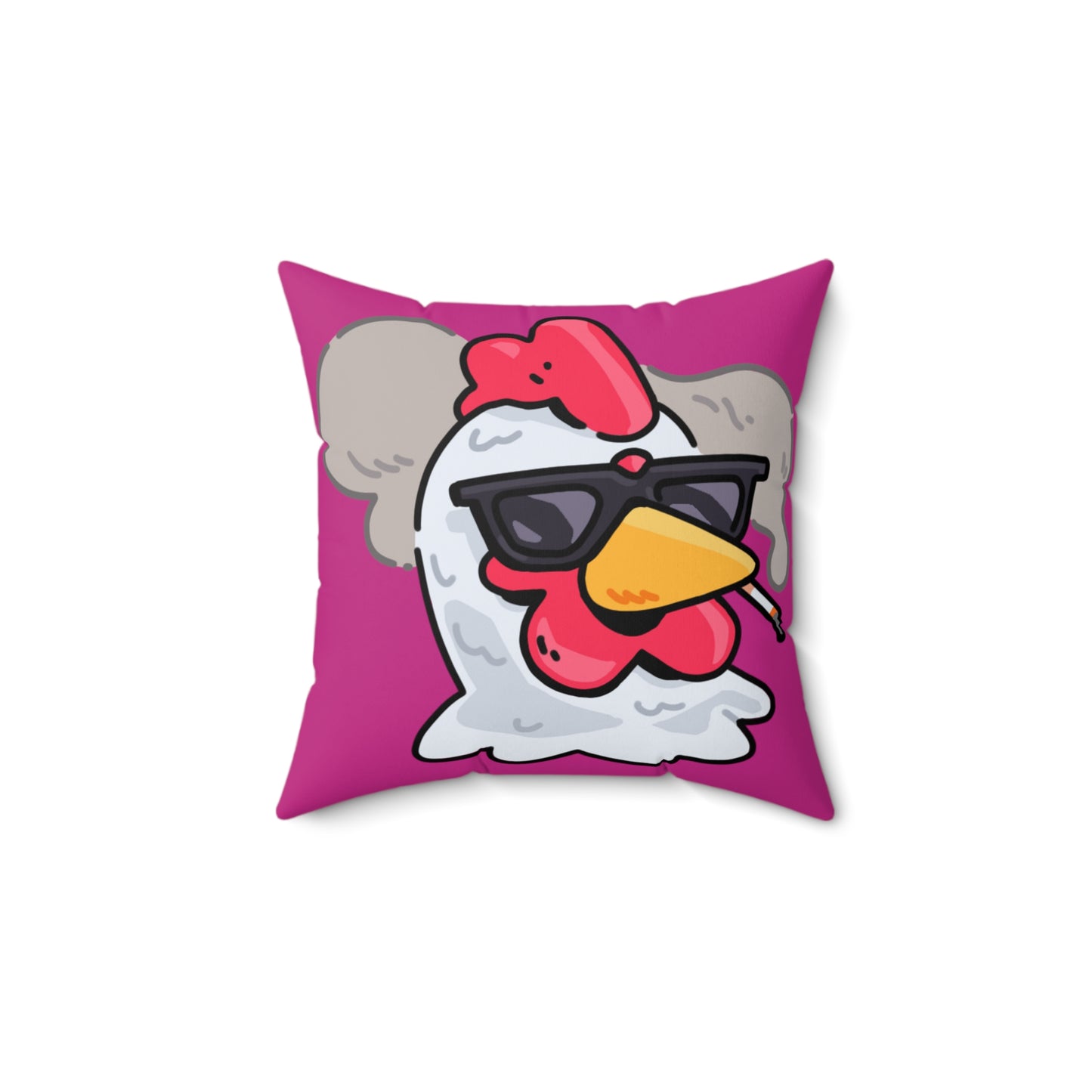 Hot Pink Spun Polyester Square Pillow COQ INU 0x420 Smoking Head with White Text Fan Art by Gravy