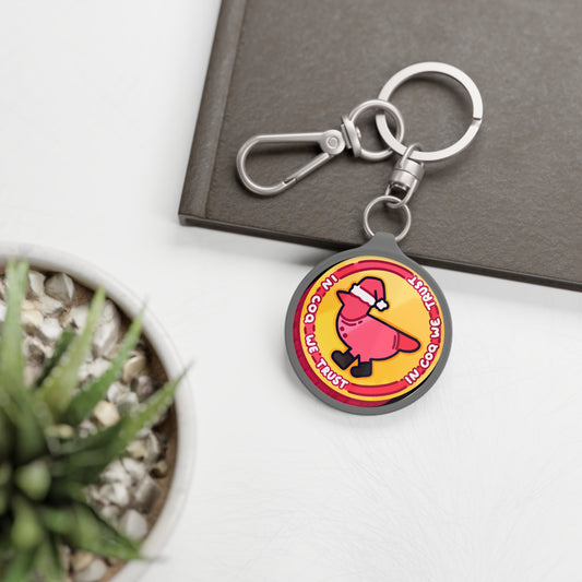 Keyring Tag COQ INU 0x420 White back ground COQ Santa Coin by Gravy