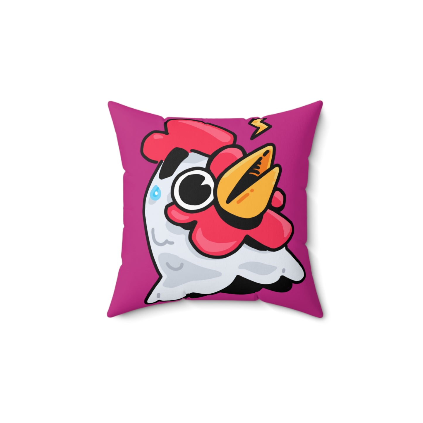 Hot Pink Spun Polyester Square Pillow COQ INU 0x420 Whistle Head with White Text Fan Art by Gravy