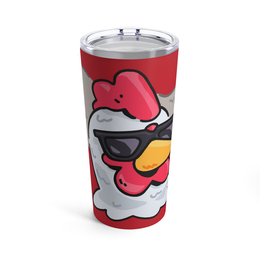 Gravy Fan Art Tumbler 20oz COQ Head Smoking, on Red Background, Funny Chicken (Chikn)