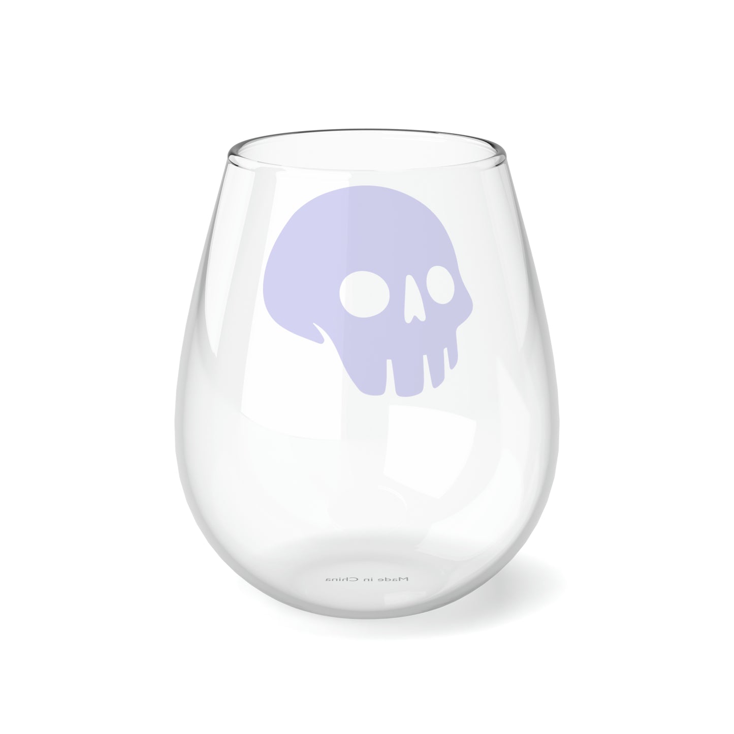 Madskullz Purple Skull Logo, Stemless Wine Glass, 11.75oz