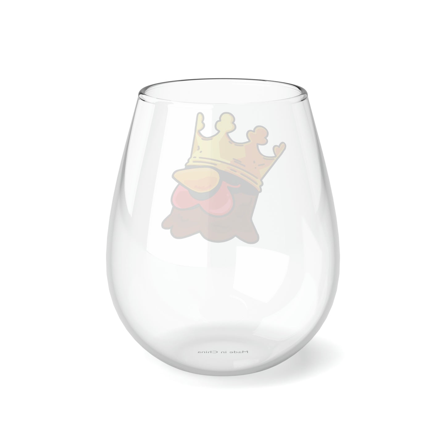 Gravy Fan Art COQ Head Crown Stemless Wine Glass, 11.75oz, Funny Chicken (Chikn)