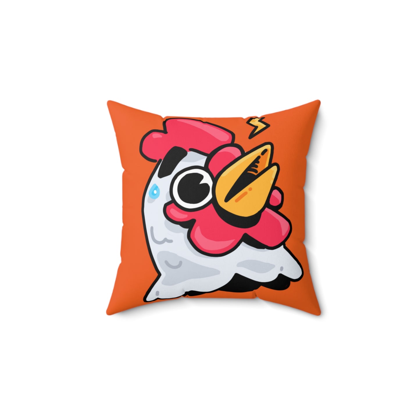 Orange Spun Polyester Square Pillow COQ INU 0x420 Whistle Head with White Text Fan Art by Gravy