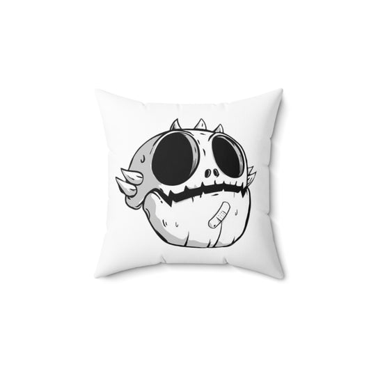 Spun Polyester Square Pillow Love Monster With Skully Head and Logo