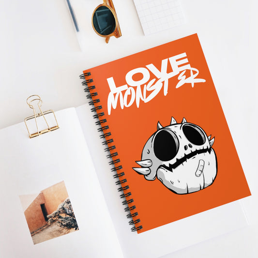 Spiral Notebook - Ruled Line Love Monster Skully Head White Logo Text