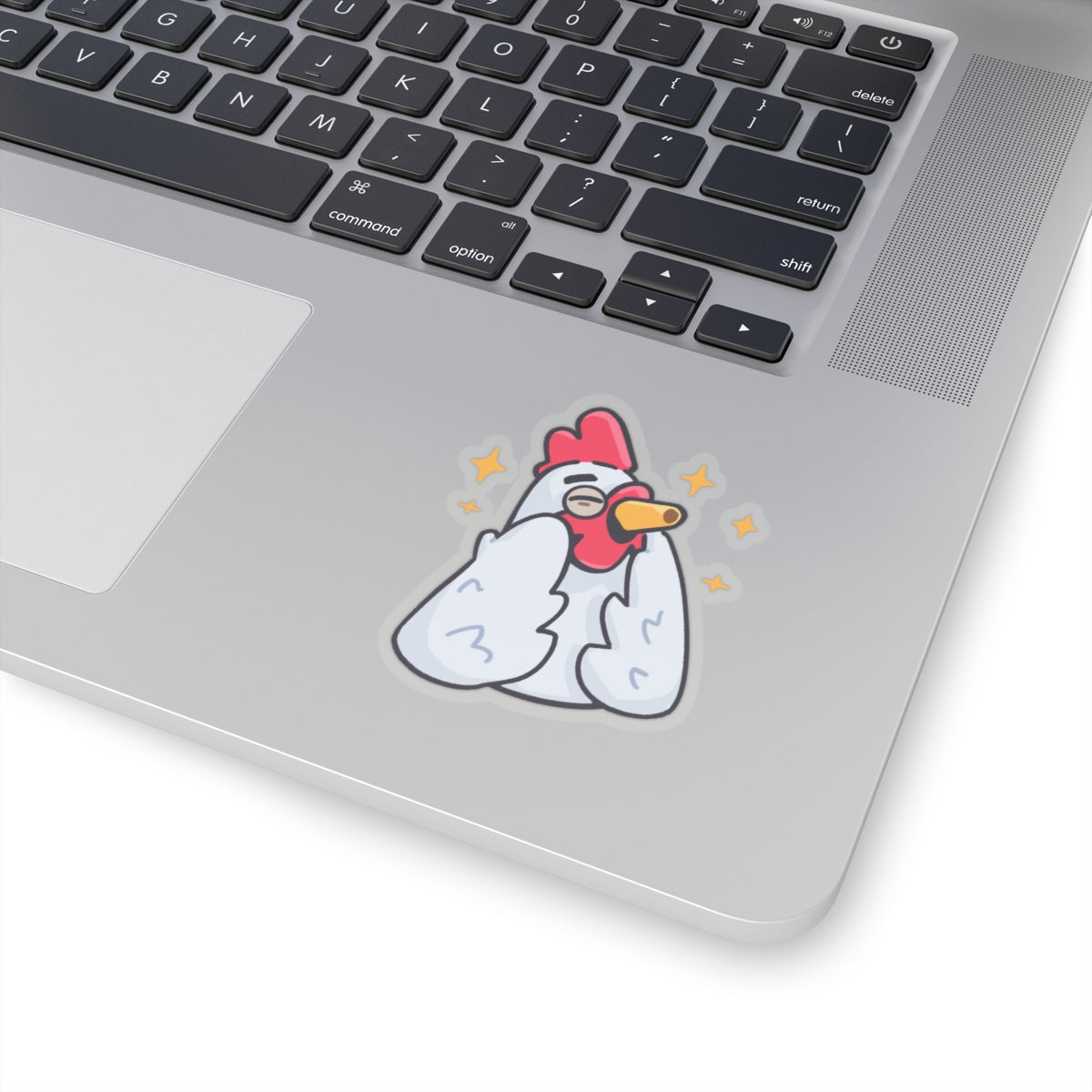 COQ Head Sticker, White Feels Good By Gravy, Funny Chicken (Chikn)