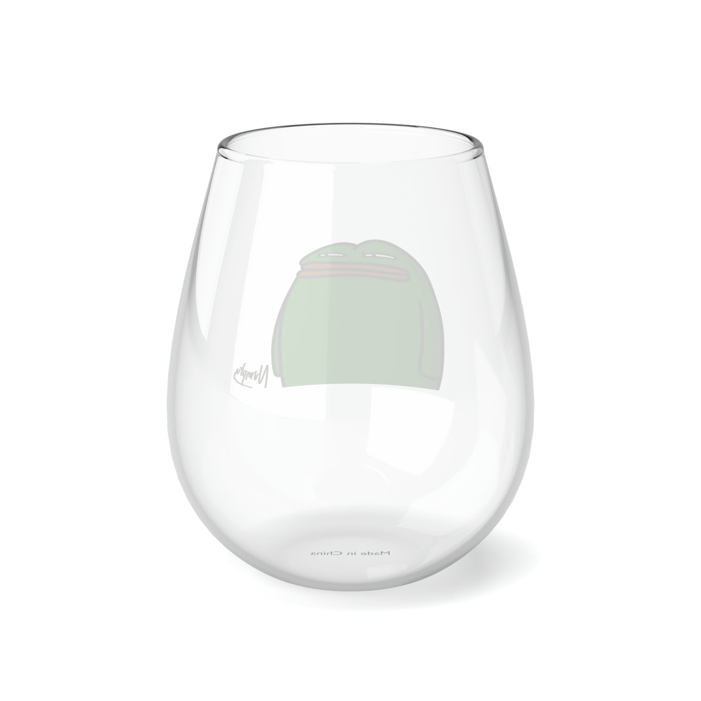 Pepe Portraits COQ INU with Black Text by Numpty Signature Stemless Wine Glass, 11.75oz #14 by Numpty