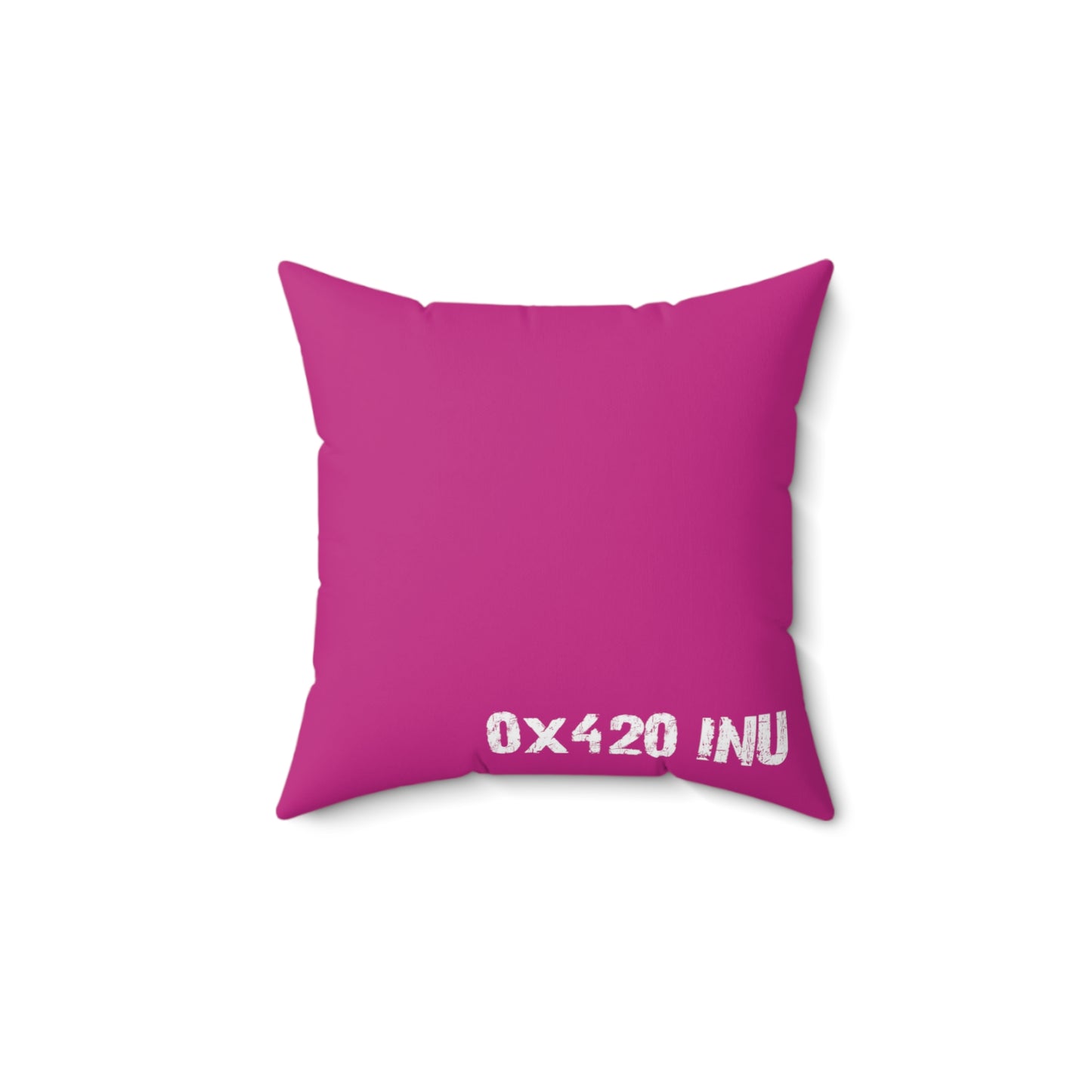 Hot Pink Spun Polyester Square Pillow COQ INU 0x420 Wink Head with White Text Fan Art by Gravy