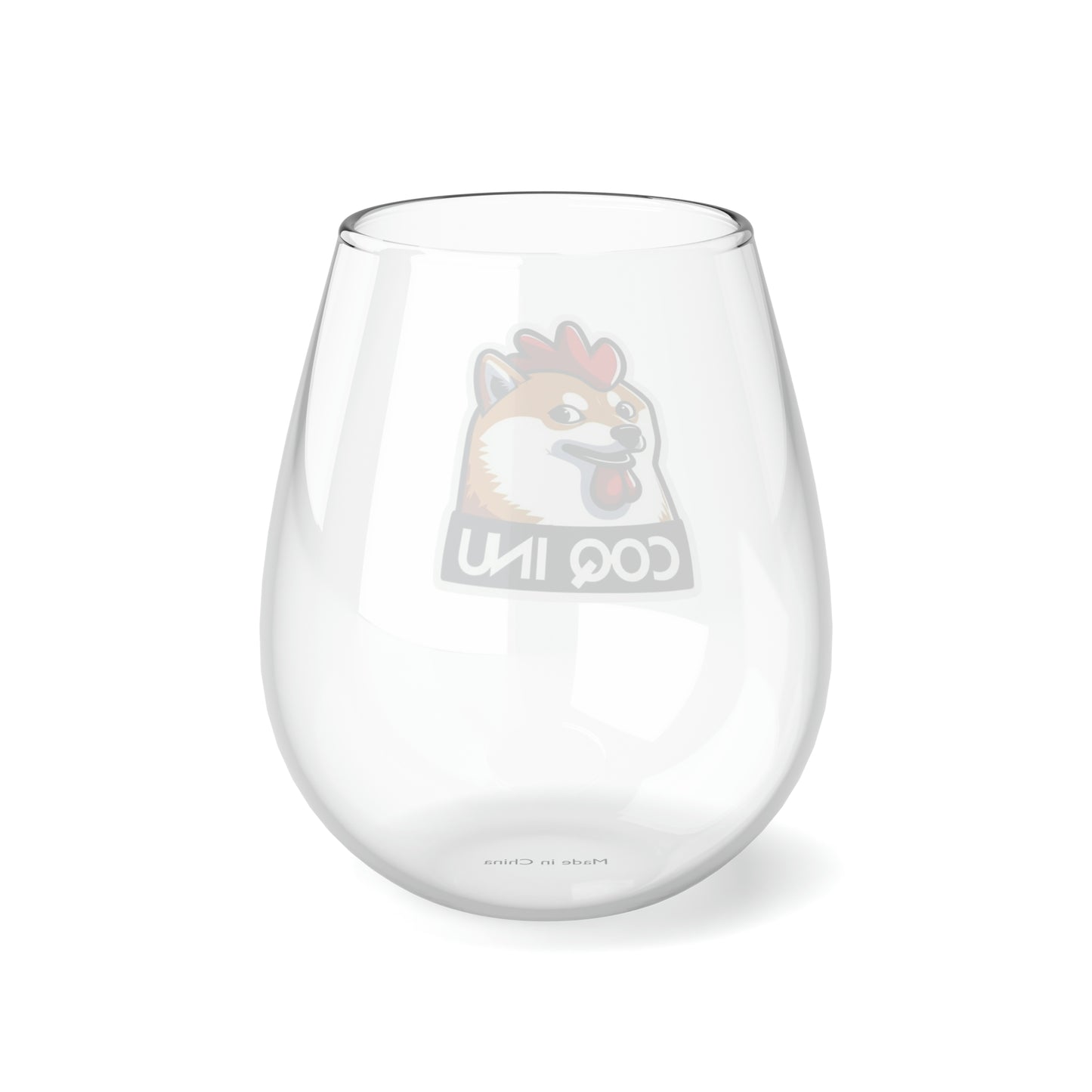 Nifty Fan Art Branded COQ INU with Dog Stemless Wine Glass, 11.75oz