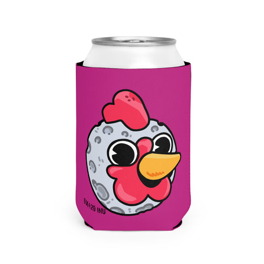 Hot Pink Can Cooler Sleeve Fan Art COQ INU Moon Head 0x420 Black Text by Gravy