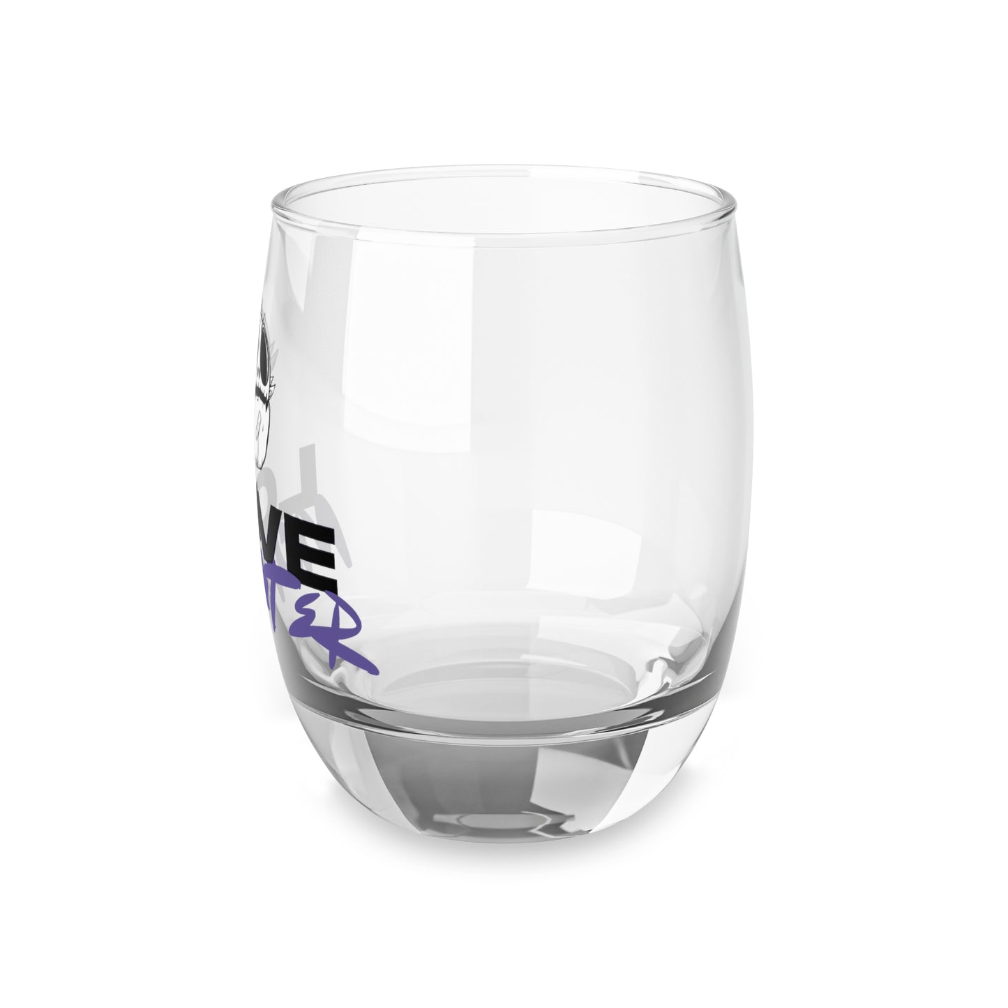 Love Monster Whiskey Glass Logo Text with Skully Head