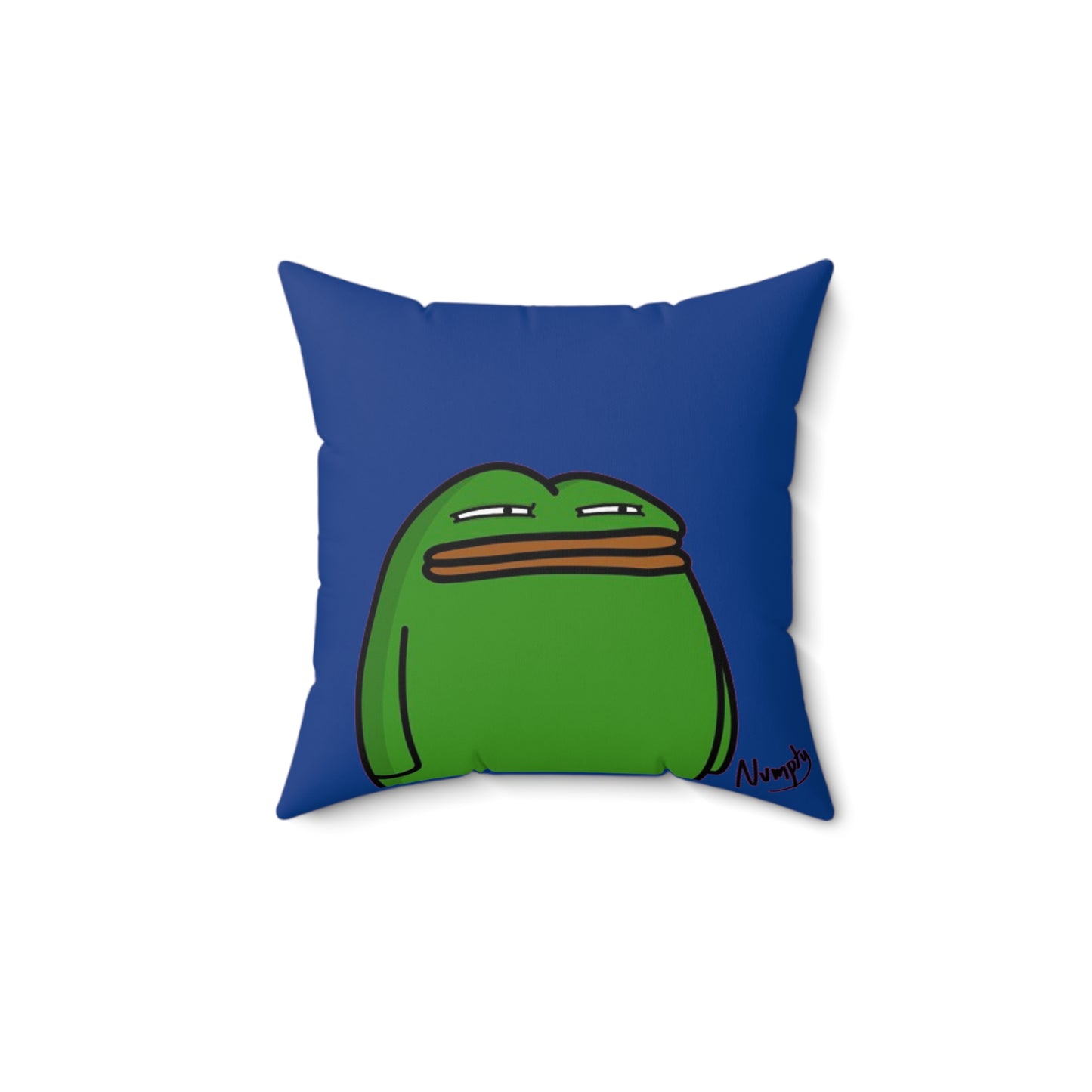 Navy Spun Polyester Square Pillow Pepe Portraits signature by Numpty (COQ INU 0x420) #14 by Numpty