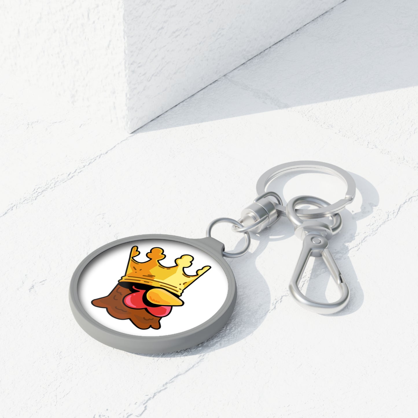 Keyring Tag COQ INU 0x420 White back ground COQ head Crown by Gravy