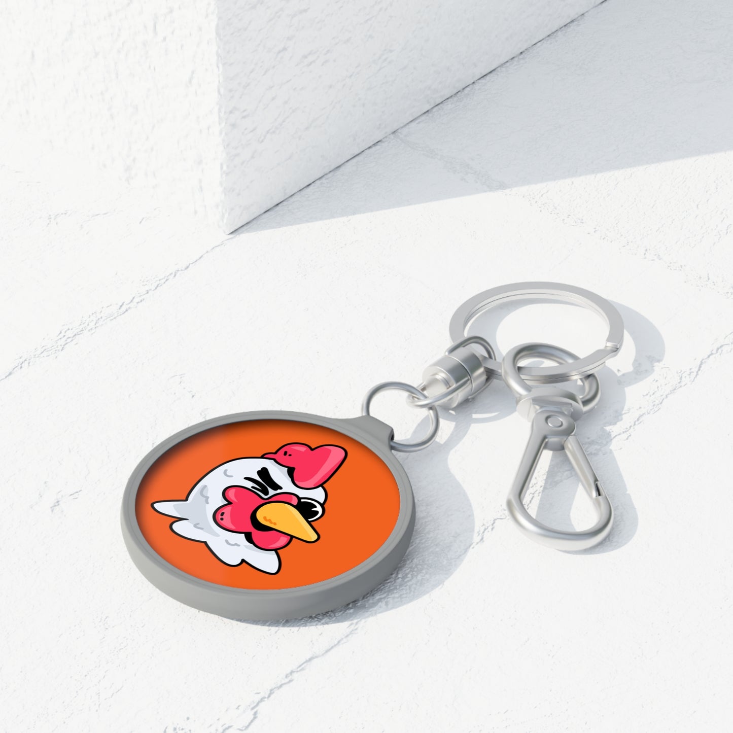 Keyring Tag COQ INU 0x420 Orange back ground COQ head Wink by Gravy