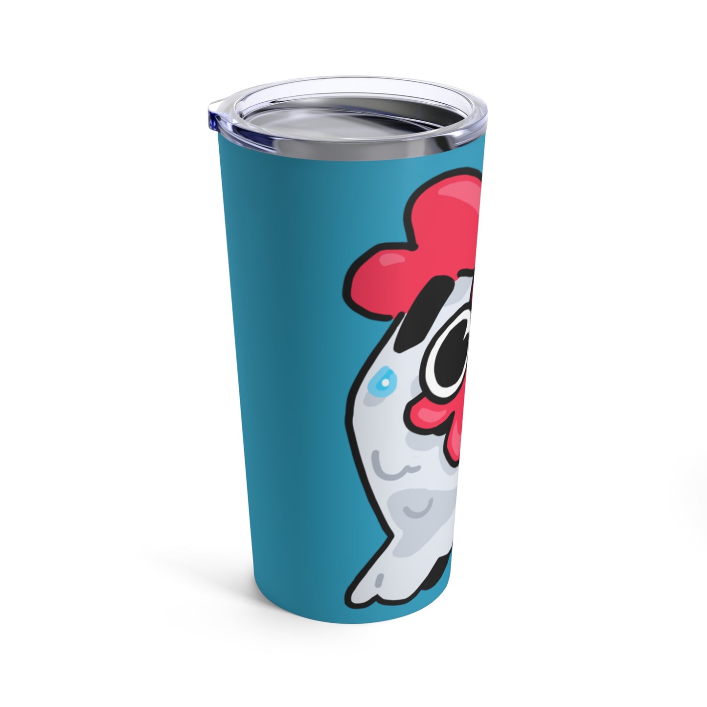 Gravy Fan Art Tumbler 20oz COQ Head Whistle (0x420 Shop) on Turquoise Background, Pun on words COQ INU meme coin - Funny meme