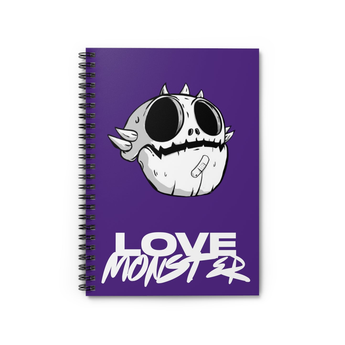 Spiral Notebook - Ruled Line Love Monster Skully White Logo Text