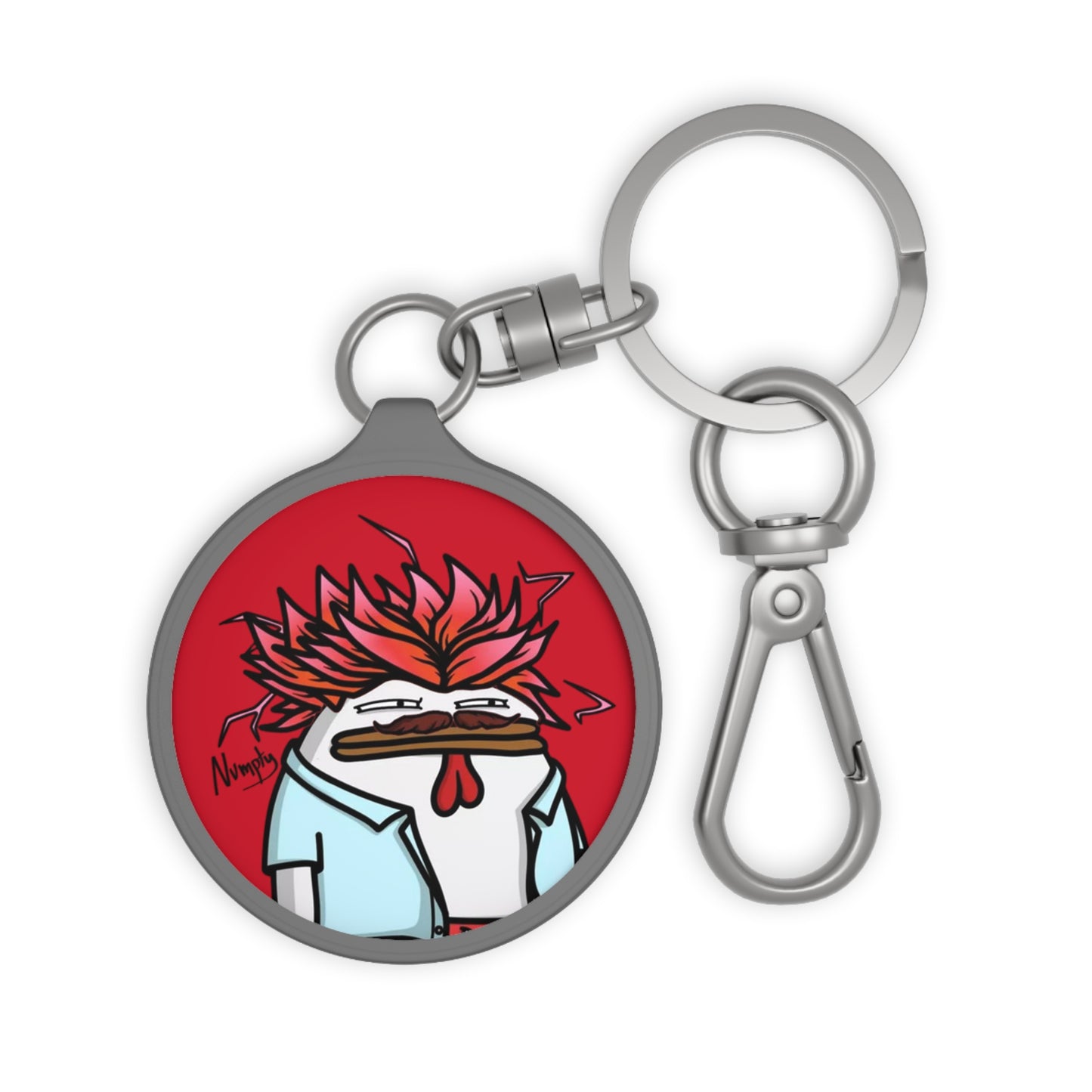 Pepe Portraits Keyring Tag COQ INU 0x420 Red back ground with Numpty Signature #2720