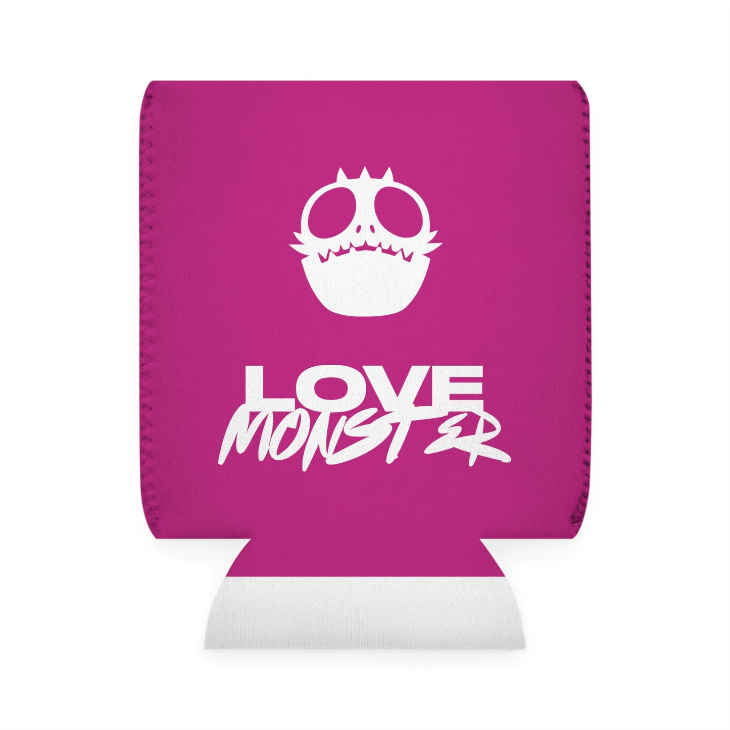 Love Monster Can Cooler Sleeve White Text & White Logo Emblem