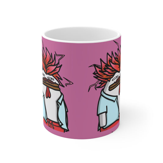 Pepe Portrait with Black Numpty Signature as Text; COQ INU 0x420 Pink Print Ceramic Mug 11oz #2720