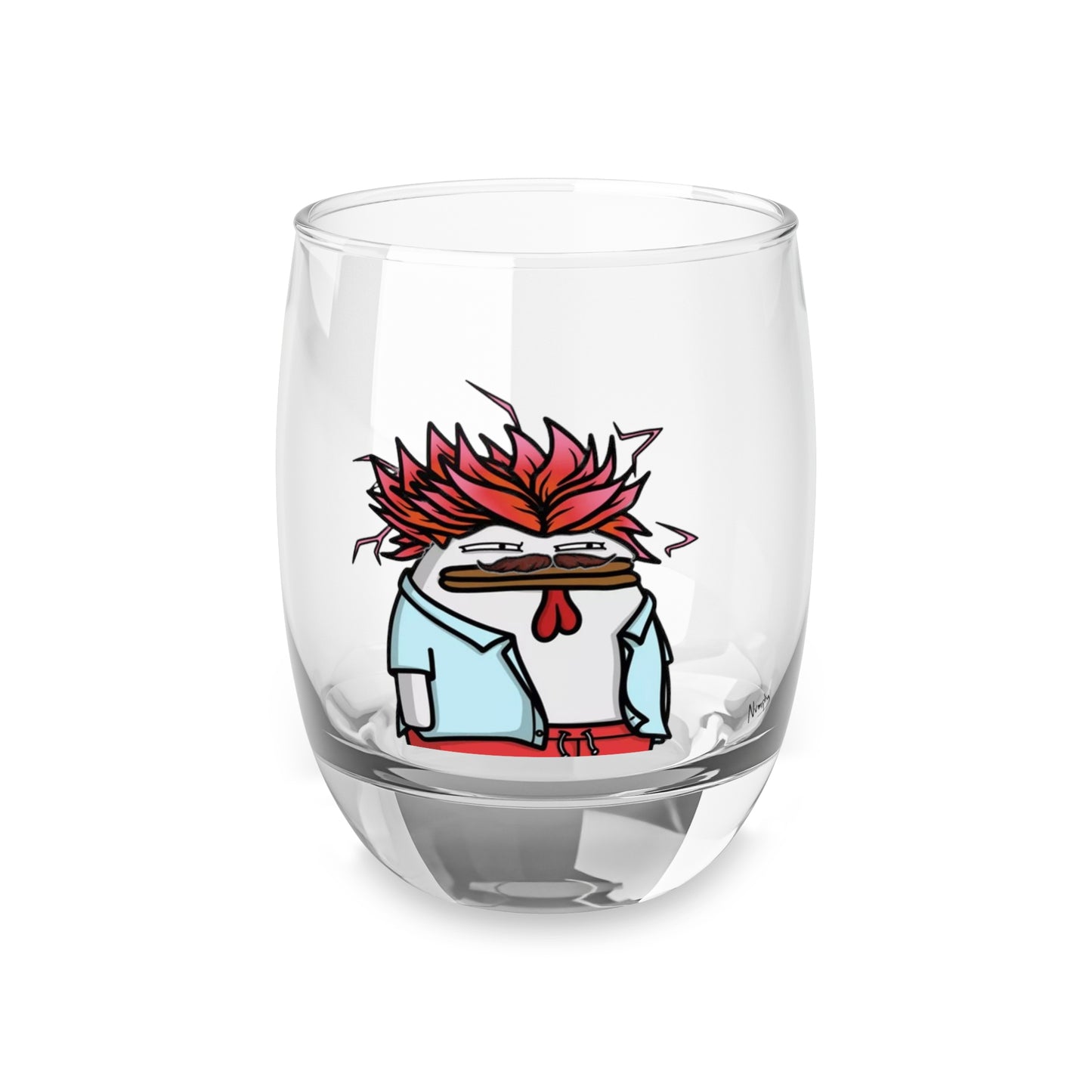 Pepe Portraits Whiskey Glass COQ INU with Black Text Signature by Numpty (0x420 INU Shop) #2720