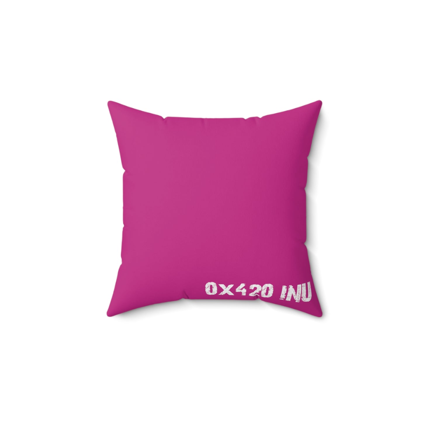 Hot Pink Spun Polyester Square Pillow COQ INU 0x420 Whistle Head with White Text Fan Art by Gravy