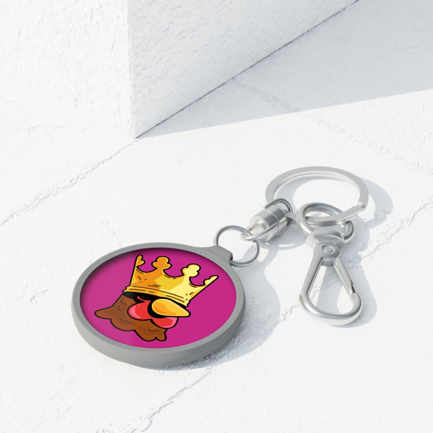 Keyring Tag COQ INU 0x420 Pink back ground COQ head Crown by Gravy