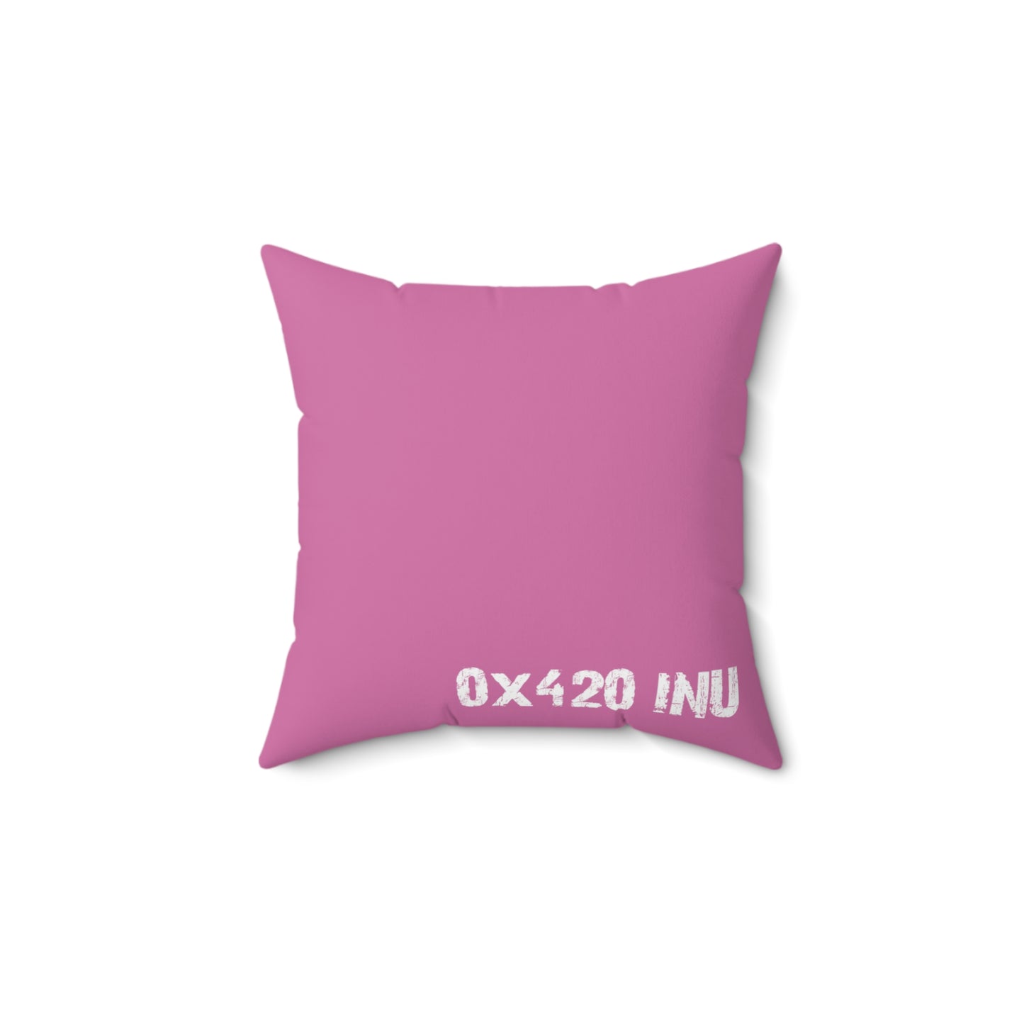 Pink Spun Polyester Square Pillow COQ INU 0x420 Crown Head with White Text Fan Art by Gravy