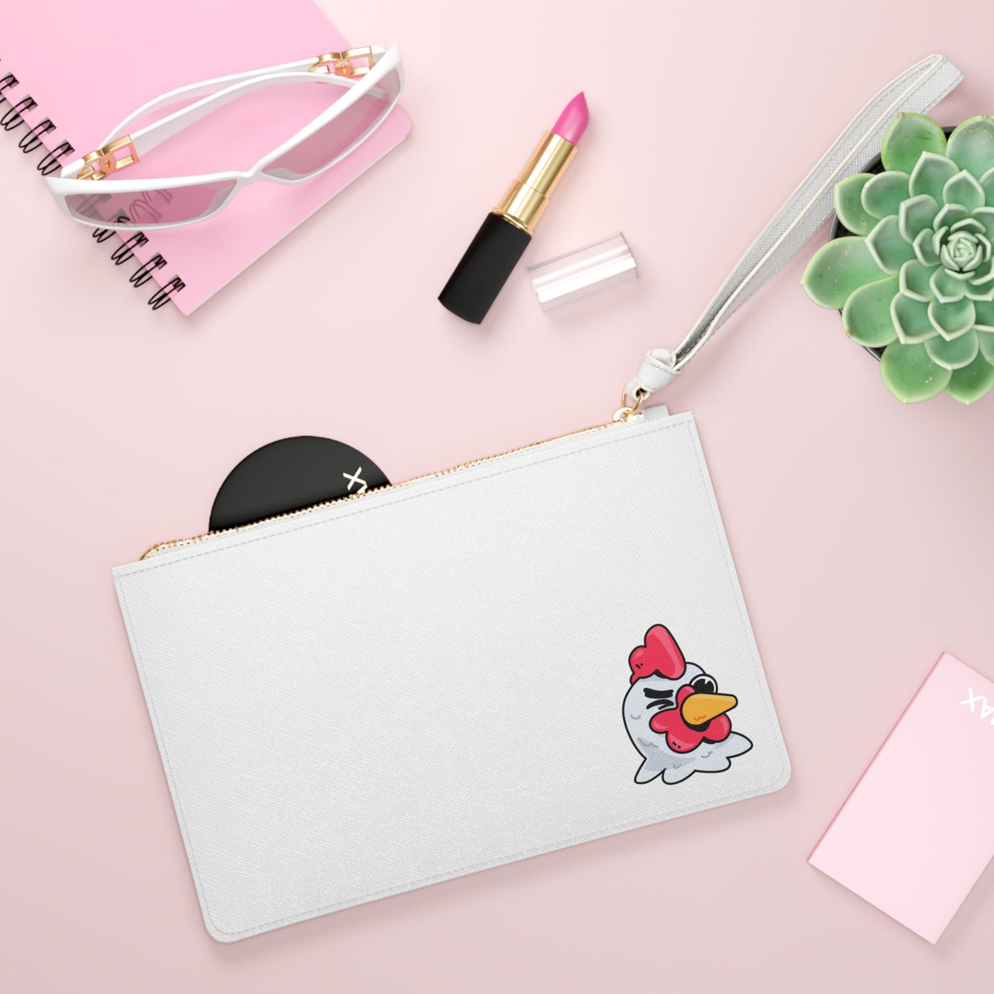 Gravy Fan Art Clutch Bag on White Bag COQ Wink Head with COQ INU Logo (0x420 INU Shop)