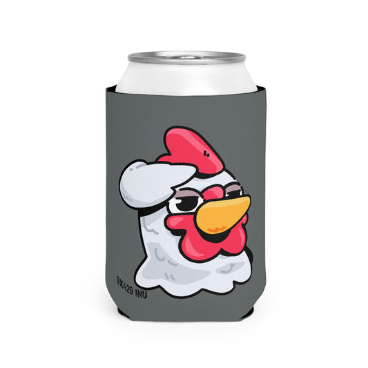 Dark Grey Can Cooler Sleeve Fan Art COQ INU Salute Head 0x420 Black Text by Gravy