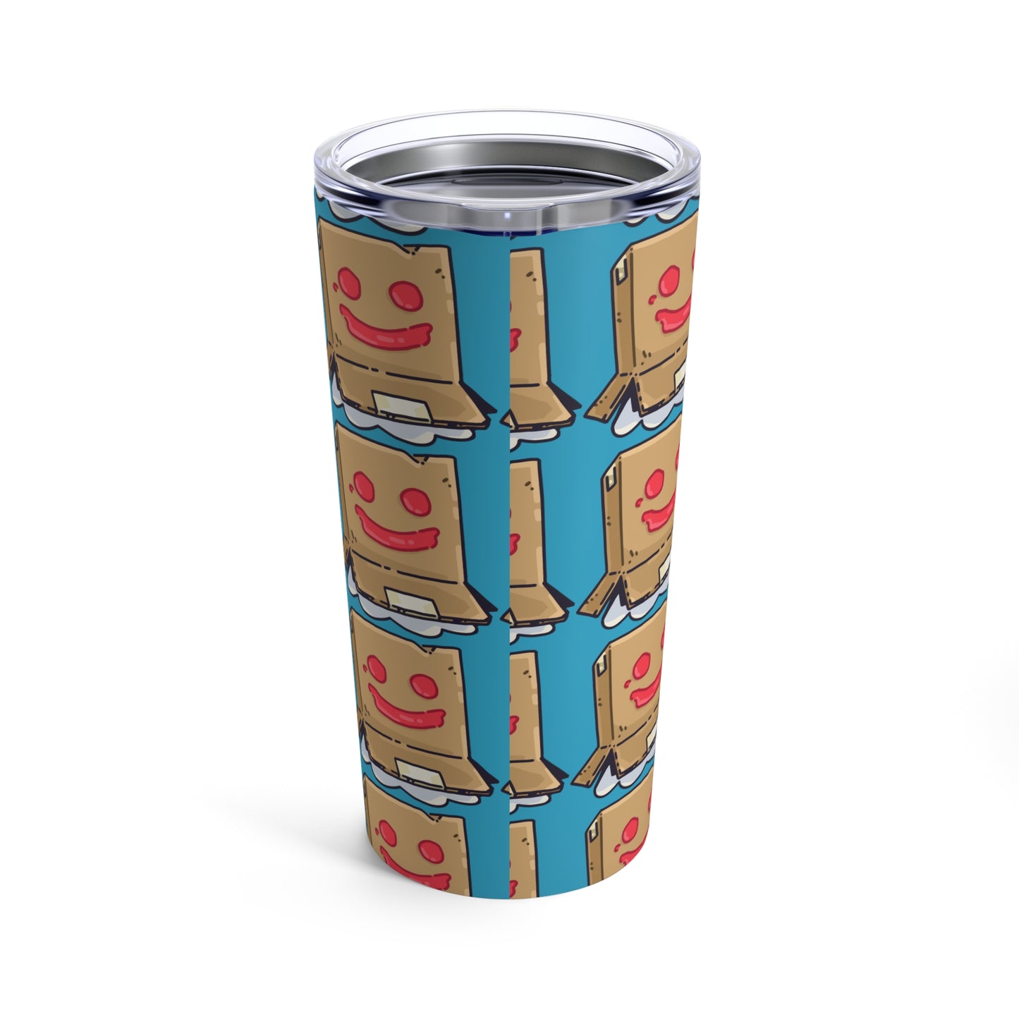 Gravy Fan Art Tumbler 20oz COQ Box Head on Turquoise Background, Funny Chicken (Chikn)