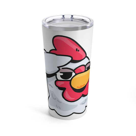 Gravy Fan Art Tumbler 20oz COQ Head Salute, on White Background, Funny Chicken (Chikn)