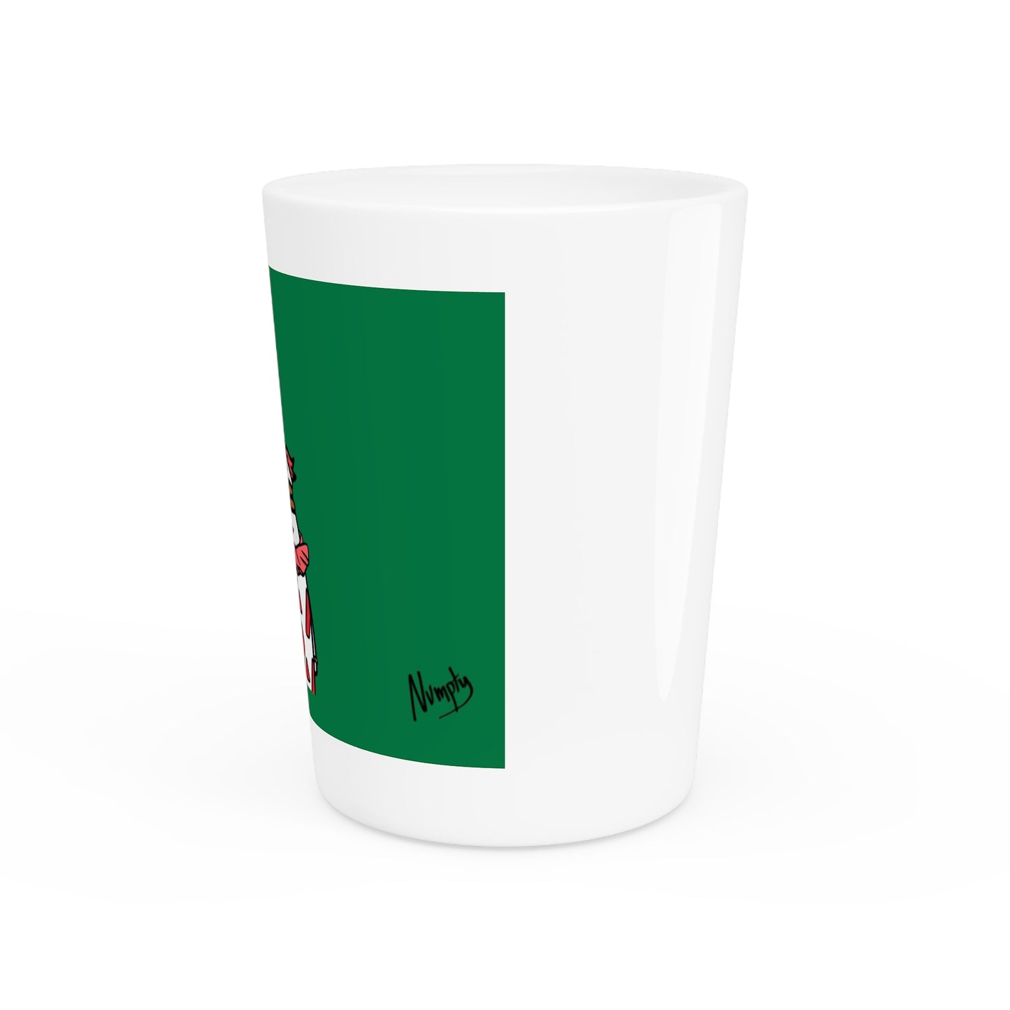 Pepe Portraits Shot Glass on Green background with Black Numpty Text as signature (0x420 INU Store) #Clown by Numpty