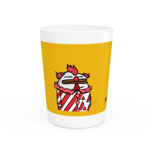 Pepe Portraits Shot Glass on Yellow background with Black Numpty Text as signature (0x420 INU Store) #Clown by Numpty