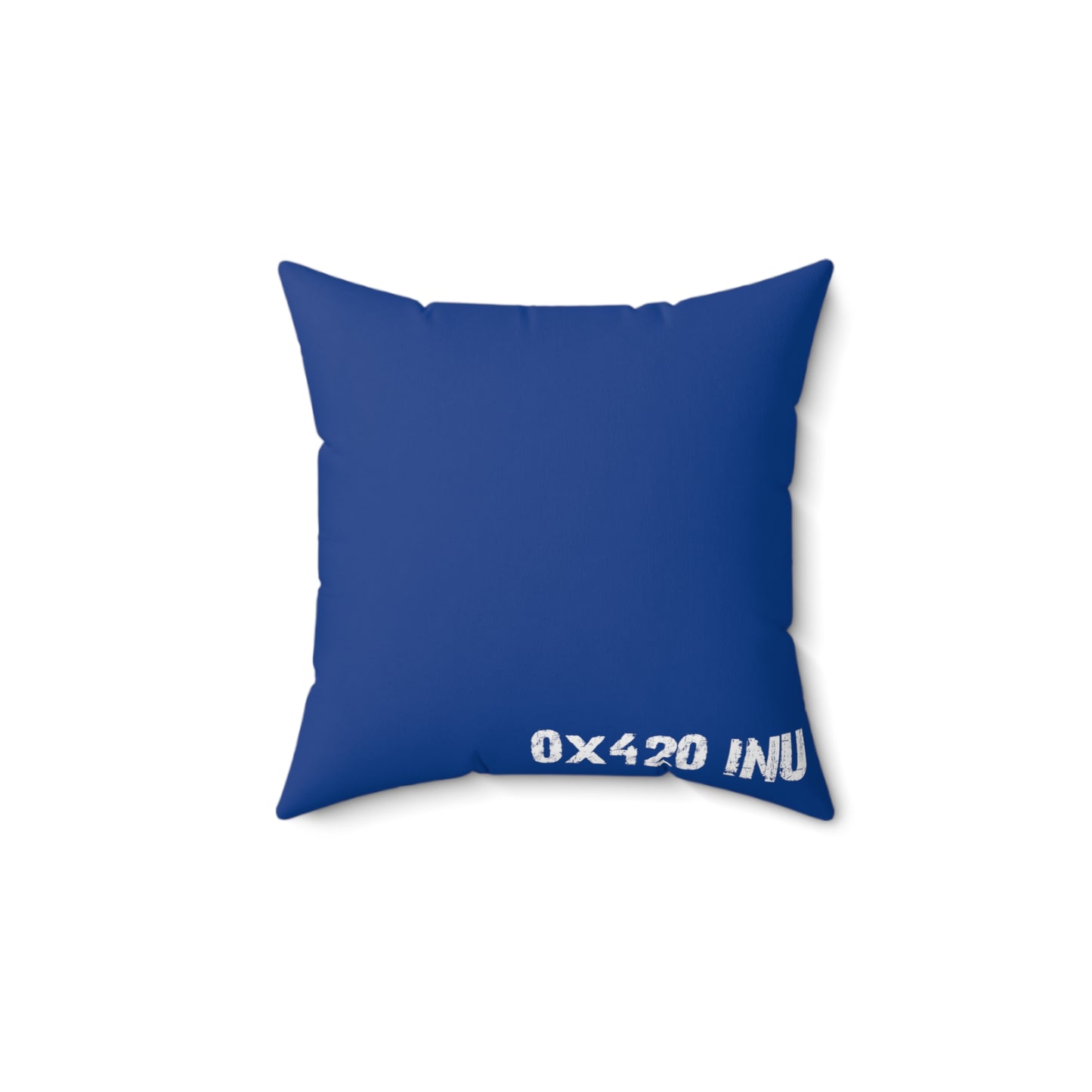 Navy Spun Polyester Square Pillow COQ INU 0x420 Whistle Head with White Text Fan Art by Gravy