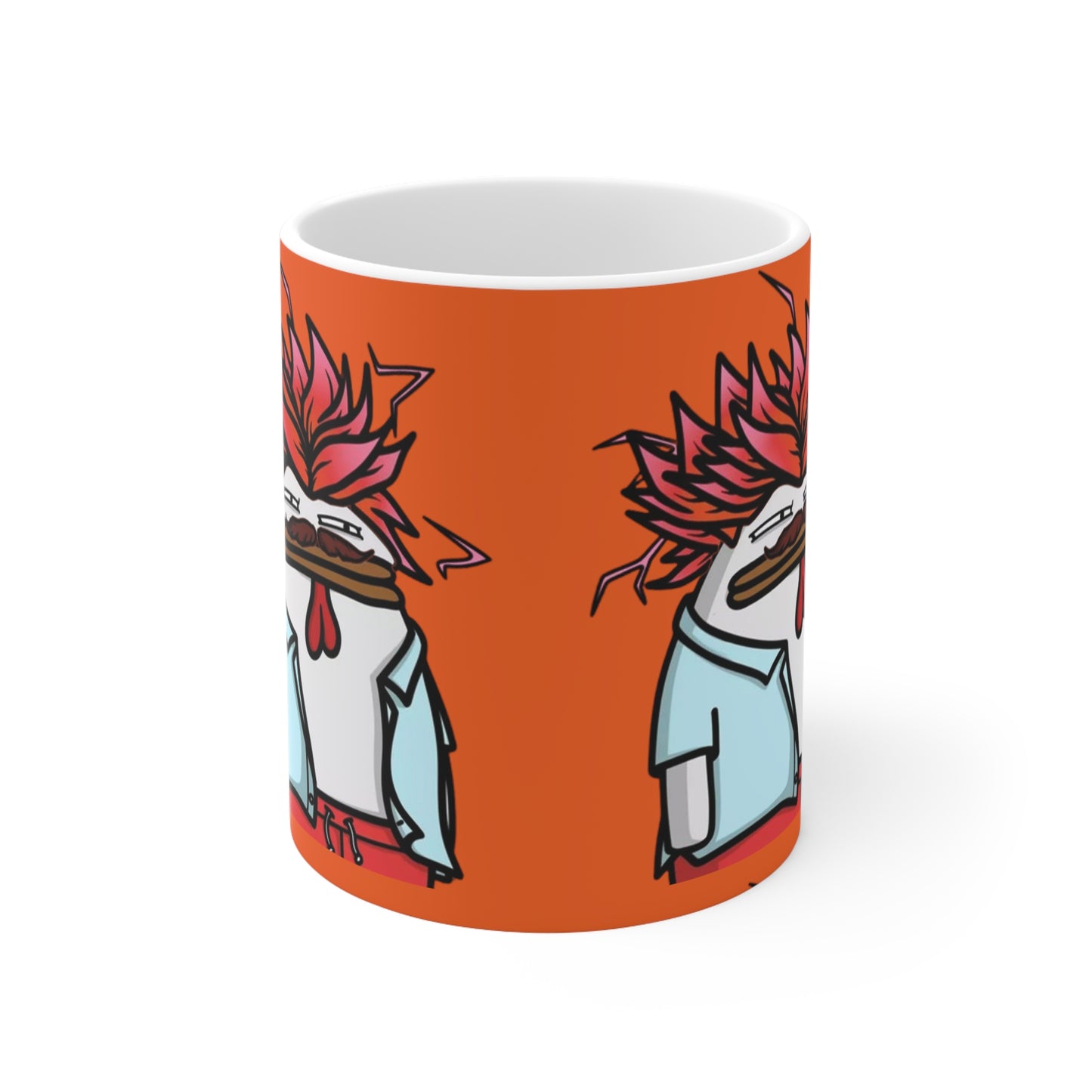 Pepe Portraits with Black Numpty Signature as Text; COQ INU 0x420 Orange Print Ceramic Mug 11oz #2720