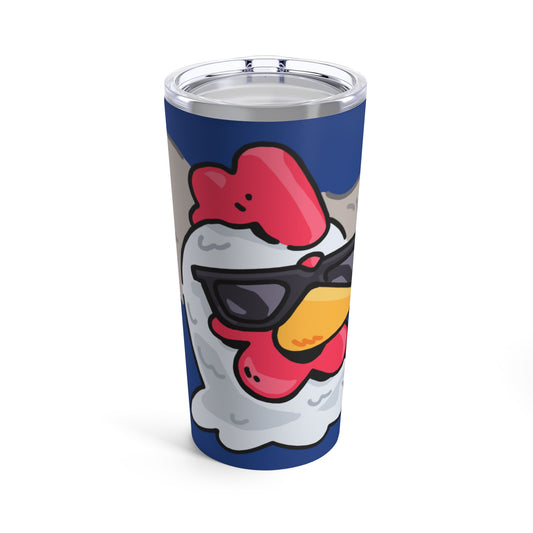 Gravy Fan Art Tumbler 20oz COQ Head Smoker on Navy Background, Funny Chicken (Chikn)